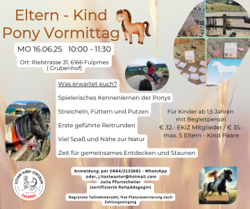 2025-06-16 Eltern - Kind Pony Vormittag (Facebook-Post)